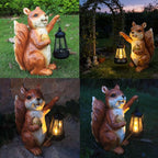 Garden Statue Outdoor, Solar Squirrel Decor Lights, Resin Figurine Squirrel with Solar Light for Patio, Balcony, Yard, Lawn Ornament, Perfect Garden Gift