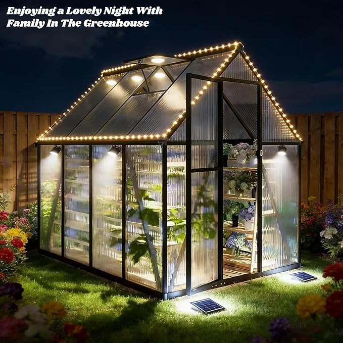 6x8 FT Greenhouse for Outdoors, Walk-in Greenhouse with Quick Setup Structure and Roof Vent, Aluminum Large Green House for Outside, Garden Backyard, Dark Gray