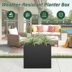 Metal Tall Planter 30" L x 10" W x 26" H, Long Rectangular Planter Box with Drainage Holes & Removable Shelf – Heavy Duty Steel Planter for Tall Plants, Flowers or Shrubs