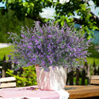 42 Pcs Fake Lavender Flowers Outdoor UV Resistant Faux Plastic Lavender Flowers No Fade Artificial Lavender Purple Plants for Outside Garden Porch Window Box Hanging Planter Decor (Purple)