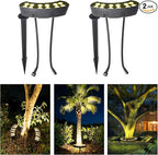 Tree Lights Outdoor, Palm Tree LED Uplighting, 3000K Warm White Landscape Spotlights, IP67 Waterproof Aluminum, AC85-265V (110V Compatible) 1.5M/4.9ft US Plug Power Cord (2 Pack)