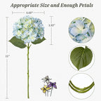 Leftover 4 Pcs Light Blue Hydrangea Artificial Flowers,21" Real Touch Faux Hydrangea Flowers and 3 PCS Butterflies for Hydrangea Decor,Floral Arrangements for Centerpiece Table Decorations,Home Decor