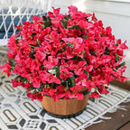 Fake Bougainvillea Artificial Flowers for Outdoors Spring Decor, 4 Bundles Outdoor Bougainvillea Silk Flowers for Outside Faux Plants UV Resistant Realistic for Planter Patio Porch Garden, Hotpink
