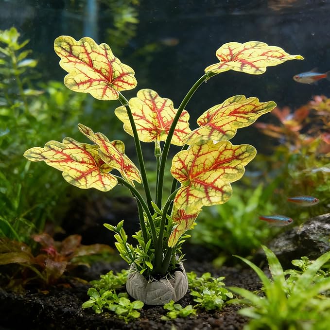 M2cbridge Fish Tank Plastic Soft Grass Artificial Betta Water Plants Decoration Goldfish Hide 2pcs (Light Yellow)