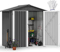 DWVO 6x4ft Outdoor Storage Shed, Lockable Metal Tool Storage Sheds, Waterproof Garden Sheds with Vents for Backyard, Patio, Garage, Lawn, Dark Gray