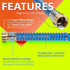 5/8 IN. × 75FT. Heavy Duty Rubber Garden Hose, High Flow 5/8" I.D. Brass Fitting No Memory Durable Heavy Duty Water Hose for Watering, Irrigation, Water Transfer Pump