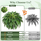 MARTINE MALL 2Pcs 48''/ 88 Leaves XXL Large Fake Ferns Artificial Ferns for Outdoors, UV Resistant Faux Boston Fern for Outdoor Planter Realistic Hanging Artificial Fake Plants for Porch Patio