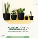 Utopia Home - Plant Pots Indoor with Drainage - 7/6.6/6/5.3/4.8 Inches Home Decor Flower Pots - Pack of 10 Plastic Planters for Indoor Plants, Cactus, Succulents Pot - Black