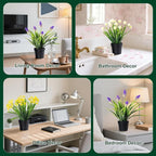 3 Pack Fake Small Plant Artificial Potted Flowers for Home Decor Fake Flower Plant Greenery Mini Faux Plant for Indoor Bedroom Living Room Office Shelf Bathroom Farmhouse Decor (Type 8)