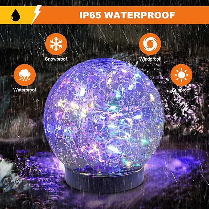 MLKNK Solar Globe Lights Outdoor Waterproof-Solar Balls-Solar Garden Lights-Orbs for Outside 8 Pack Cracked Glass Ball for Lawn Patio Yard Backyard Decorations
