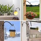 FEED GARDEN 2 Pack 12 Inch Hanging Plant Bracket Wall Hooks Decorative Plant Hangers for Outdoor Hanging Bird Feeders, Wind Chimes, Plant Baskets, Black