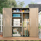 Aoxun Outdoor Storage Shed, 64 Cu.Ft Vertical Storage Sheds Outdoor with Floor, Outdoor Waterproof Storage Cabinet for Garage Storage, Pool Storage (Brown)