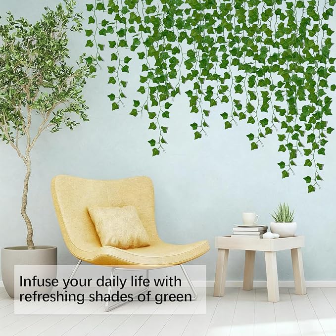 Fake Vines for Room Decor 50 Pack 375 Ft Artificial lvy Greenery Garland Vine Leaves, Leaf Plants Flowers Foliage for Bedroom,Garden Wall.Decor Indoor Outdoor