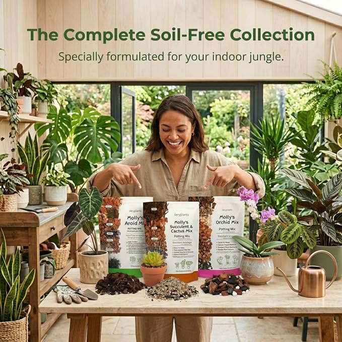 Molly's Aroid Mix - Premium Soilless Potting Mix for Houseplants - Fast Draining, Chunky & Easier to Water vs. Soil for Indoor Plants - with Bark, Coco Chips, Worm Castings, Mycorrhizae 5 Dry Quarts