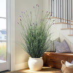 Lifelike Fake Lavender Faux Plastic plantas Synthetic Pampas Grass Indoor Outdoor Realistic Floor Plants Artificial Tall Grass Plant for Home Office Wedding Patio Front Decor Housewarming Gift
