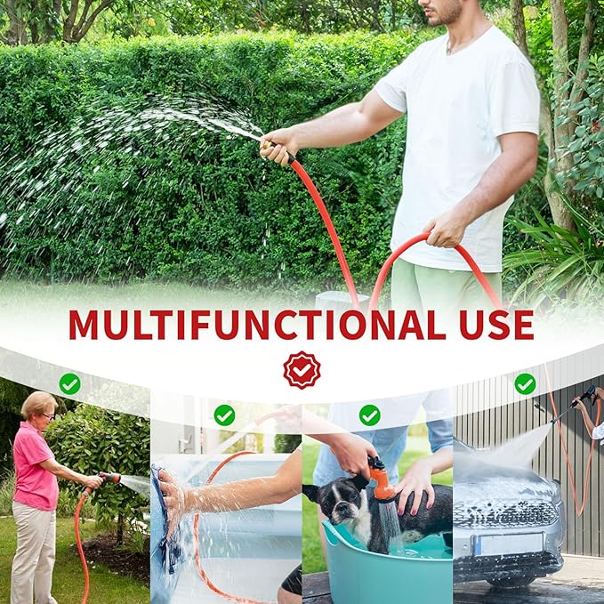 Garden Hose 150 ft x 5/8” Hot/Cold Heavy Duty Water Hose,-50°F to 190°F,Burst 600Psi Flexible Upgraded Rubber Hoses,3/4” Solid Fittings for All-weather Outdoor Lawn & Garden