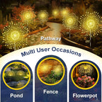 Solar Garden Lights Outdoor, 6 Pack 120 LED Twinkling Firework Lights Decorative with 2 Modes, Outdoor Waterproof Solar Starburst Light for Outside Yard Pathway Garden Decor, Warm White