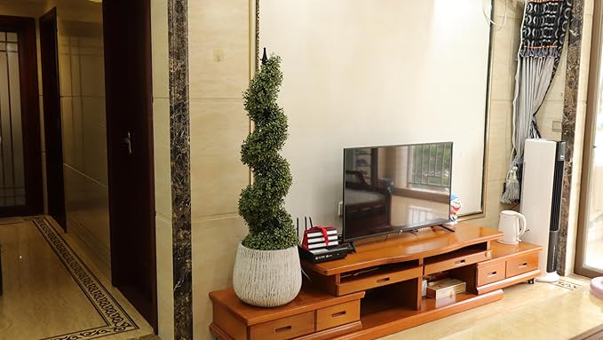 48'' Spiral Artificial Topiaries Trees Outdoor Front Door Decor Set of 2