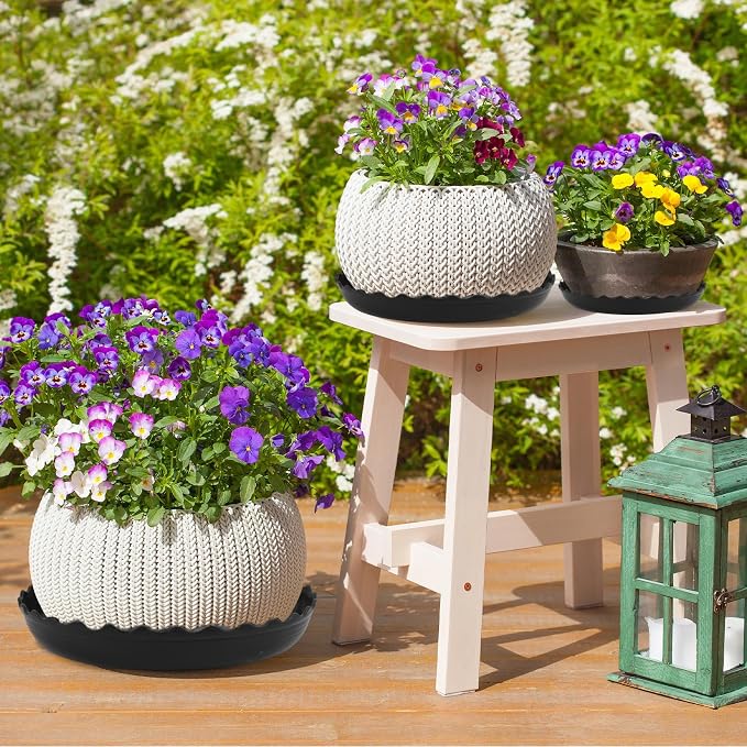 Wave Plant Saucer - 6/8/10 inch Plant Trays to Catch Water, Plastic Flower Pot Saucers for Indoor and Outdoor Garden（6 Packs ）