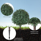 2 Pack Artificial Urn Filler, Artificial Boxwood Topiary Shrubs, UV-Resistant Evergreen Plants, Indoor/Outdoor Decoration, Suitable for porches, courtyards, Gardens, and Flower beds