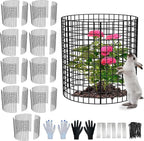 10 Pack Plant Protector from Animals, 13.5" Dia x 14" H Wire Plant Protectors, 30pcs Pre-Bent Metal Mesh to Keep Animals Out with Zip Ties & Stakes (10 Packs)