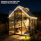 6x6 FT Greenhouse for Outdoors, Polycarbonate Greenhouse with Quick Setup Structure and Roof Vent, Aluminum Large Walk-in Green House for Outside Garden Backyard, Charcoal Black