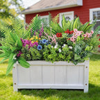 Alupssuc 24Pcs Artificial Flowers and Plants,UV Resistant & No Fade Fake Plastic Greenery Shrubs for Home Garden, Pathway, Front Porch-Spring Summer Decor, Indoor/Outdoor Use,Red Purple Pink Blue