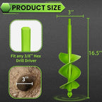 3"x16.5" Green Twin Auger Drill Bit – Wide & Fast Double Spiral Drill for Planting & Posts – Heavy Duty Steel with Hex Shank