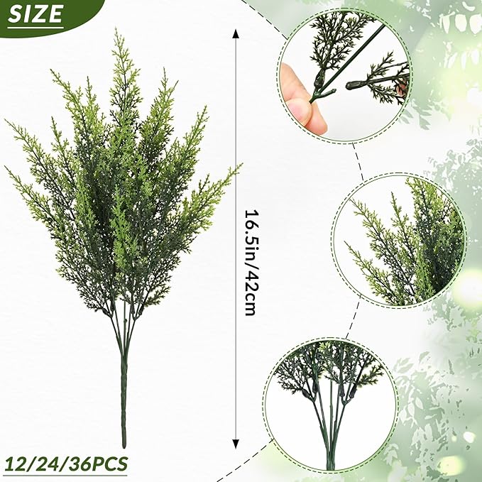 Waipfaru 36 Bundles Artificial Plants Outdoor， UV Resistant Artificial Plants，Fake Plants for Outdoor Porch Decor Lifelike Fake Bushes Greenery for Home Farmhouse Yard Decorations