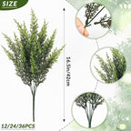 Waipfaru 36 Bundles Artificial Plants Outdoor， UV Resistant Artificial Plants，Fake Plants for Outdoor Porch Decor Lifelike Fake Bushes Greenery for Home Farmhouse Yard Decorations