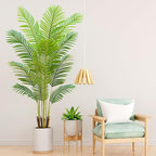 5FT Faux Palm Tree Indoor with White Pot, Realistic Leaves, 12 Trunks and Adjustable Branches, Tall Artificial Plant for Living Room Office Bedroom Aesthetic Decor