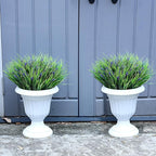 Potted Artificial Plants for Outdoor - 2 Sets Pre-Made Faux Lavender Grass in Pots Large UV Resistant Look Real for Gardens Yards Patios Paths Home Outdoor Decor