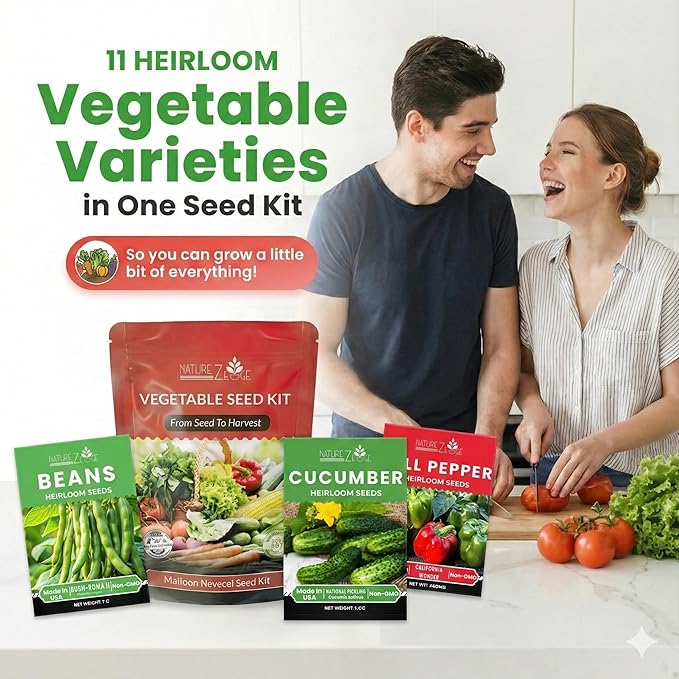 11 Heirloom Seeds for Planting Vegetables and Fruits, 4800 Survival Seed Vault and Doomsday Prepping Supplies, Gardening Seeds Variety Pack, Vegetable Seeds for Planting Home Garden Non GMO