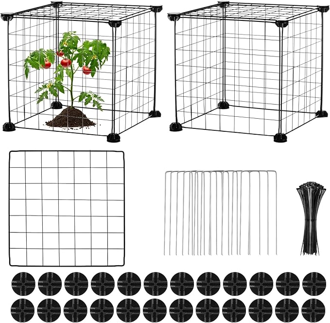 CIEOVO Plant Protectors from Animals, Heavy Duty Metal Plant Cages, 12"x12" Chicken Wire Cloche for Plants Wire Plant Covers Garden Protection Garden Plant Cloche, Chicken Wire Cloche Plant Protector