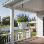 12 Bundles UV Resistant No-Fade Outdoor Artificial Plants & Flowers, Adjustable Height Fake Lavender Flowers Indoor & Outdoor Decor for Garden Patio Pathway Hanging Planter Front Porch