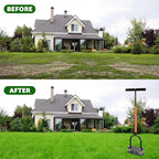 Lawn Aerator, Automatic Dirt and Leaf Clean Design, Heavy Duty Manual Lawn Aerator Tool with 15 Iron Spikes, Height Adjustable, Yard Grass Aerator for Lawn(Black with Orange)