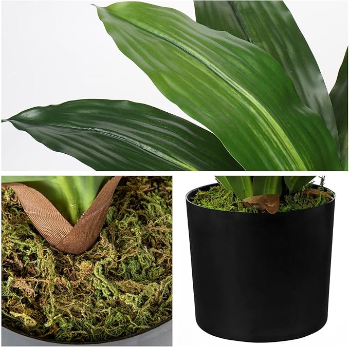 GnFlus Faux Plants 17'' Dracaena Artificial Plants Indoor Yucca Fake Potted Plant with 19 Leaves Tropical Silk Plant for Home Living Room Dining Table Kitchen Counter Office Shelf Décor