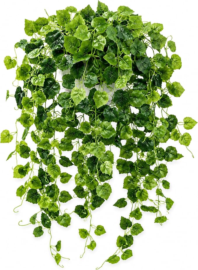 36" Faux Hanging Ivy Plant in Minimalist White Pot, Fake Pothos Artificial Hanging Plant with 168 Lush Leaves & Pebble Topping, Fake Greenery for Shelf Bathroom Office Decor, 1 Pack