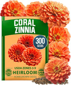 HOME GROWN Coral Zinnia Seeds (1g) – 300 Zinnia elegans Annual Flower Seeds for Planting Outdoors – Heat Tolerant Easy Summer Flowers to Plant – Herb Seed Companion for Pollinator Garden Beds for 2026