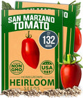 HOME GROWN San Marzano Tomato Seeds 132+ Heirloom Non-GMO Seeds for Planting, High Germination, Indeterminate Roma Paste Tomato, Meaty Low Acid, Best for Sauce & Canning (Solanum lycopersicum)