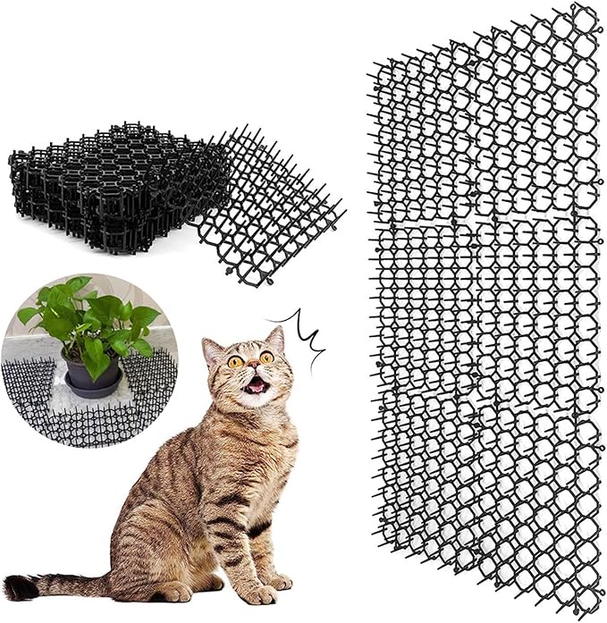 Agatige 12PCS Cat Deterrent Mat, 6 X 8 in PP Scat Mat Cat Spikes Blocker for Keeping Away Pet Dogs Protecting Plants