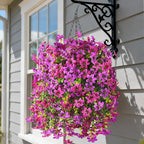 Artificial Hanging Baskets Outdoor, 4 Bundles Artificial Hanging Flowers Outdoors Spring Summer Decoration, No Fade Realistic Fake Hanging Baskets for Porch Patio Balcony Home Yard Decor
