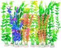 AQUANEAT Artificial Fish Tank Plants, Plastic Aquarium Accessories, Multi Color Fake Decorations, 10packs