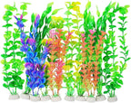 AQUANEAT Artificial Fish Tank Plants, Plastic Aquarium Accessories, Multi Color Fake Decorations, 10packs
