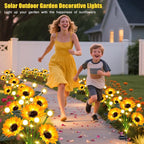 Solar Lights Outdoor Garden Decor,4 Pack Sunflower with Firefly Lights,Solar Flowers Lights Waterproof,Birthday Gifts for Mom Women Grandma,Outside Decorative Garden Stakes for Yard Patio Porch Lawn