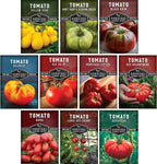 Tomato Seeds 10 Variety Pack for Planting - Black Krim, Roma, Cherry, Aunt Ruby's Green, Hillbilly, Mortgage Lifter, Brandywine, & More - Non-GMO Heirloom Tomatoes - Survival Garden Seeds