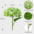 Artificial Hydrangea Flowers Arrangement in Wood Planter, 4PCS Fake Green Flowers in Wooden Vase Potted Floral Centerpieces for Tables Living Room Home Office Room Shelf Kitchen Decor