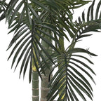 Nearly Natural 6.5ft Artificial Golden Cane Palm Tree, Lifelike Silk Indoor Palm With Three Textured Trunks Flexible Fronds Nursery Planter, Low Maintenance