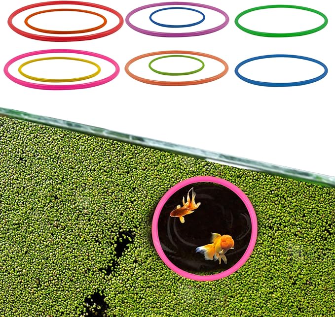 10 PCS Aquarium Floating Plant Corral, 5 Sizes (2.4'', 3.15'', 3.9'', 4.7'' and 5.5'') Round Fish Feeding Rings Set for Intercept Aquatic Floating Plants (Multi-Color Combinations)