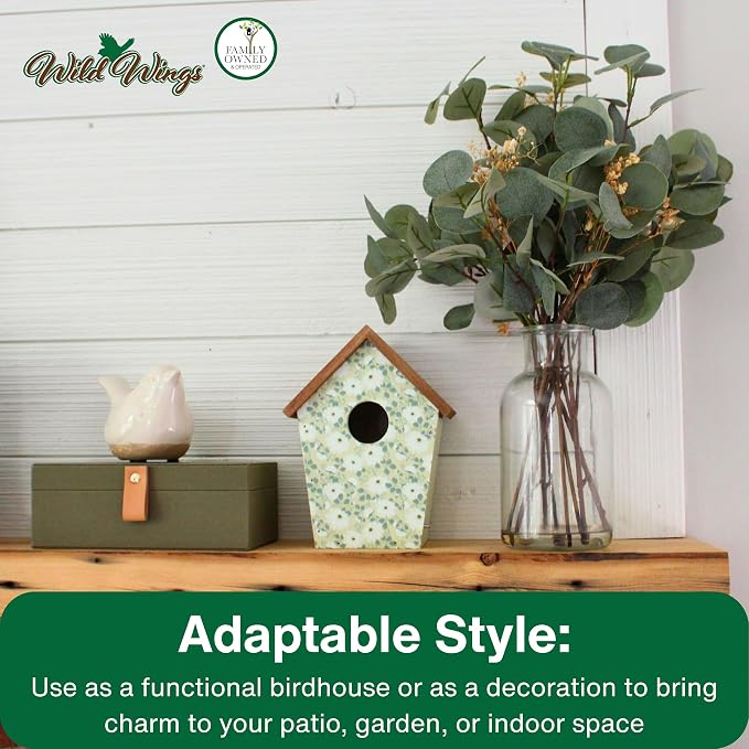 Wild Wings Decorative Bluebird House Olive Blossoms, Green